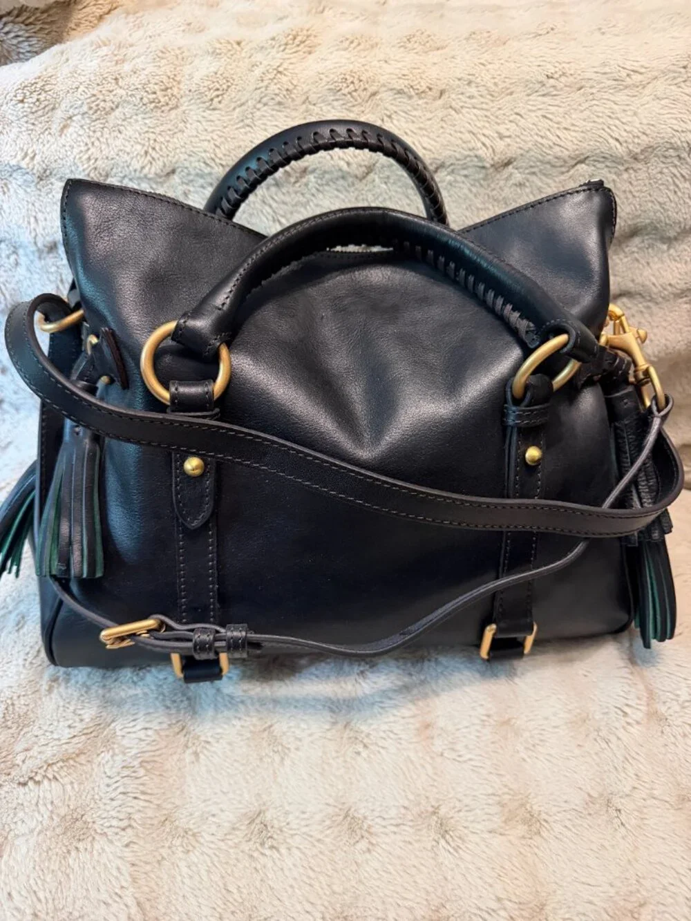 NWOT Dooney & Bourke Large Florentine Satchel Black with Chains